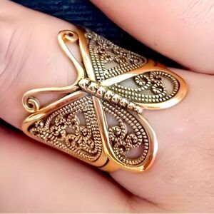 NWT 14KT GP VINTAGE BUTTERFLY RING AVAILABLE SIZES:5–10 0.7in / 18mm